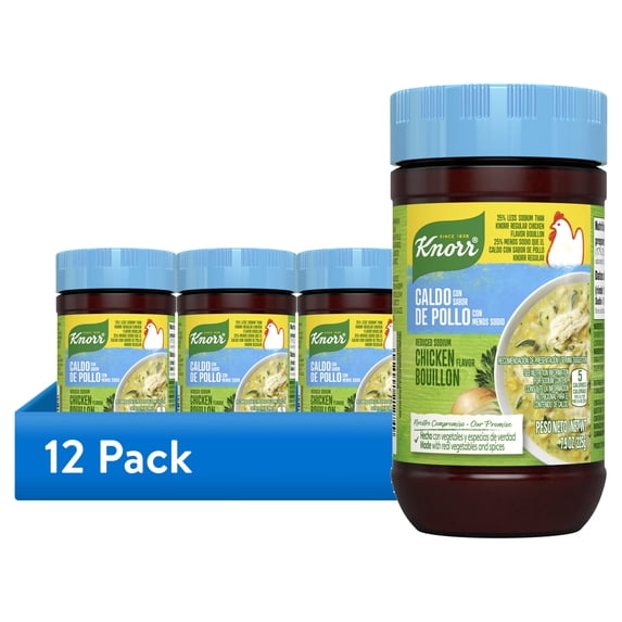(12 pack) Knorr Granulated Reduced Sodium Chicken Bouillon Ground, 7.9 oz Jar