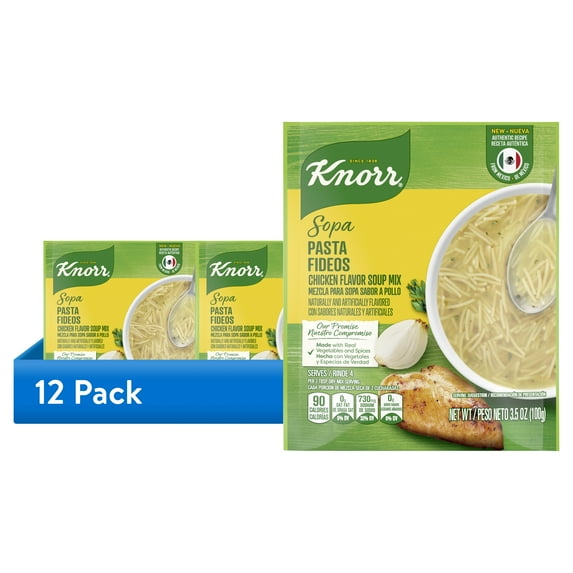 (12 pack) Knorr Sopa Chicken Noodle Pasta Soup Mix, 3.5 oz Pouch