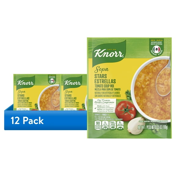 (12 pack) Knorr Sopa Tomato Based Star Pasta Soup Mix, 3.5 oz Pouch