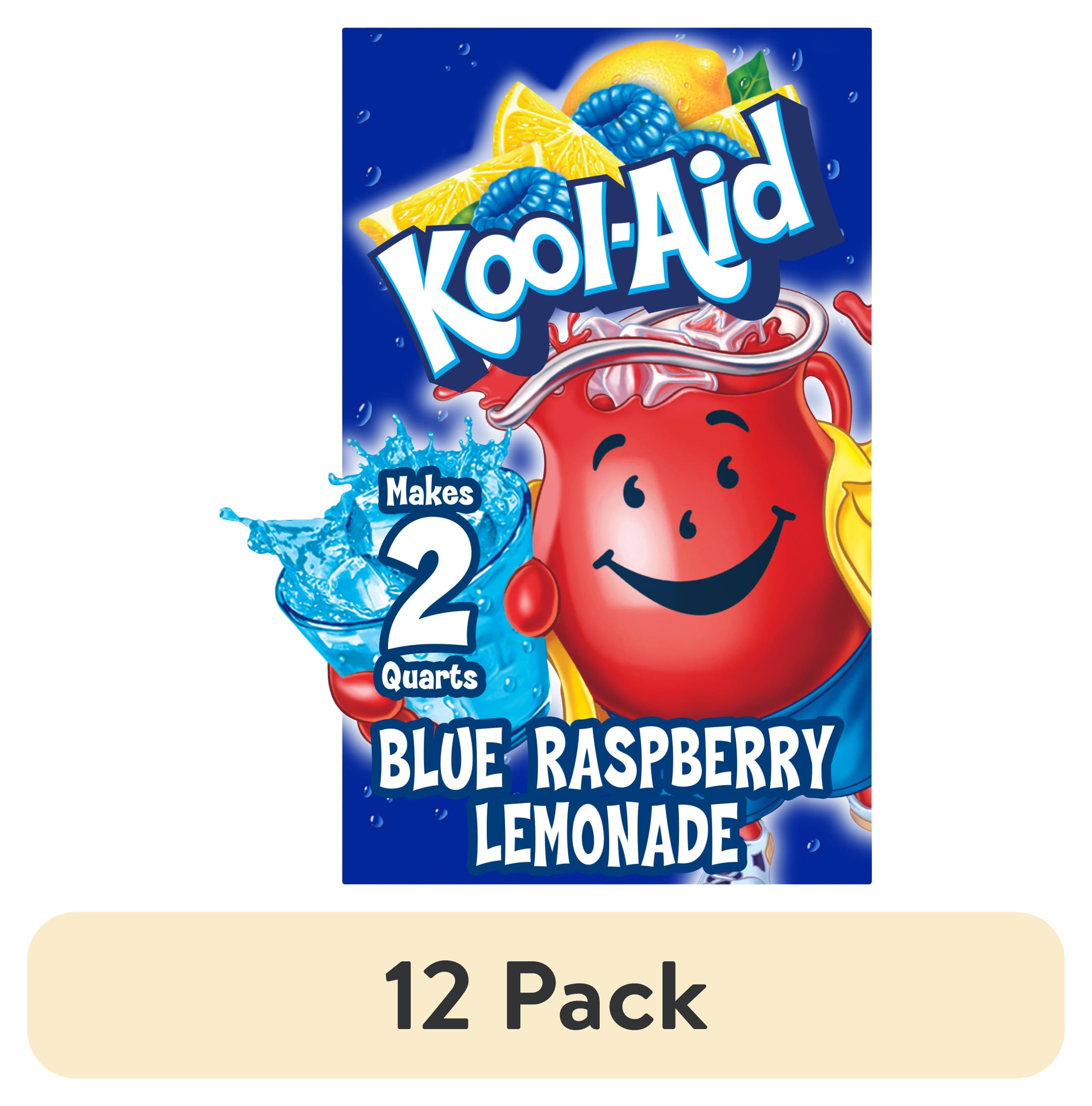 (12 pack) Kool-Aid Unsweetened Blue Raspberry Lemonade Powdered Drink Mix, 0.22 oz. Packet
