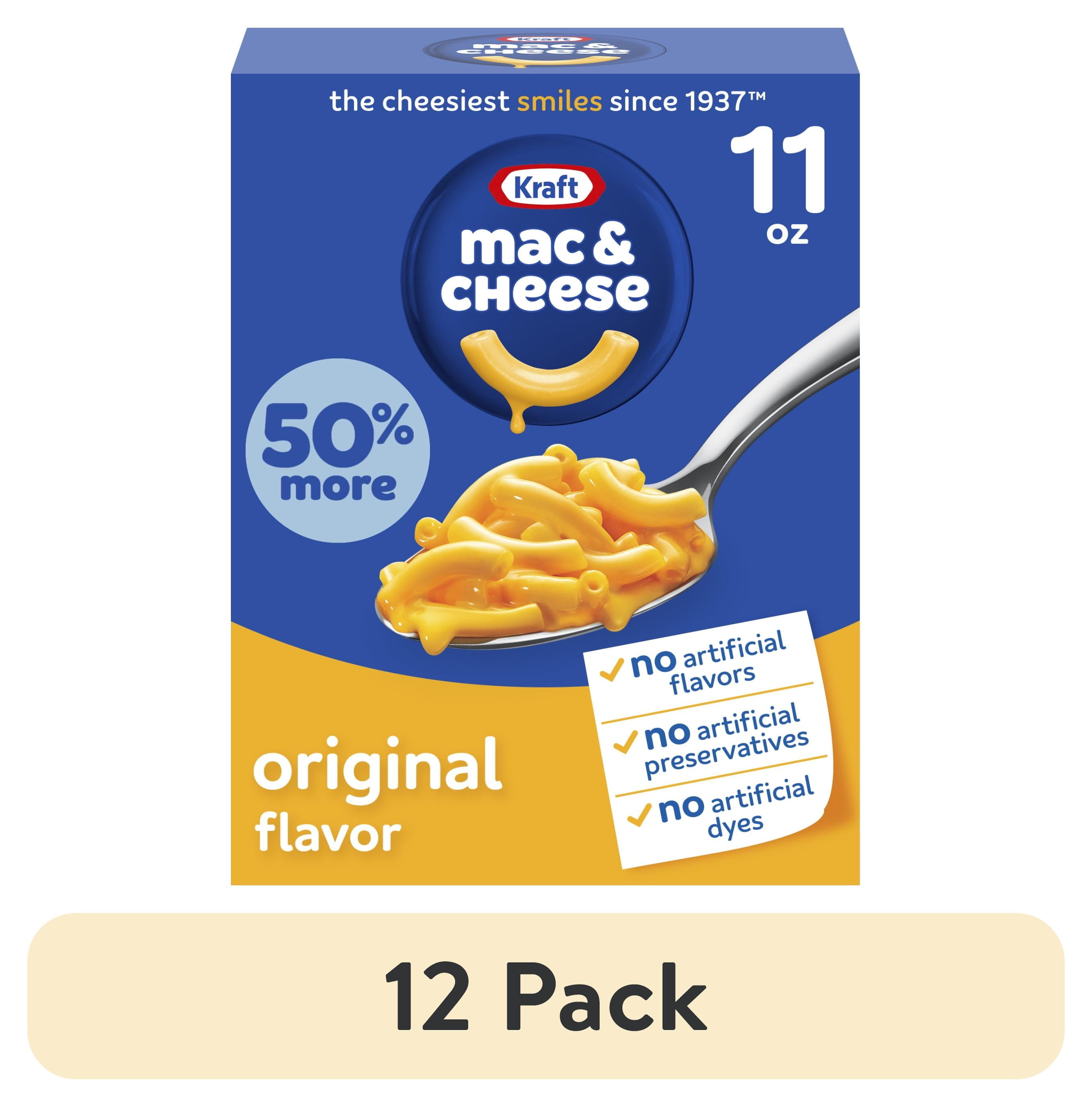 (12 pack) Kraft Original Mac & Cheese Macaroni and Cheese Dinner, 11 oz Box, Shelf-Stable