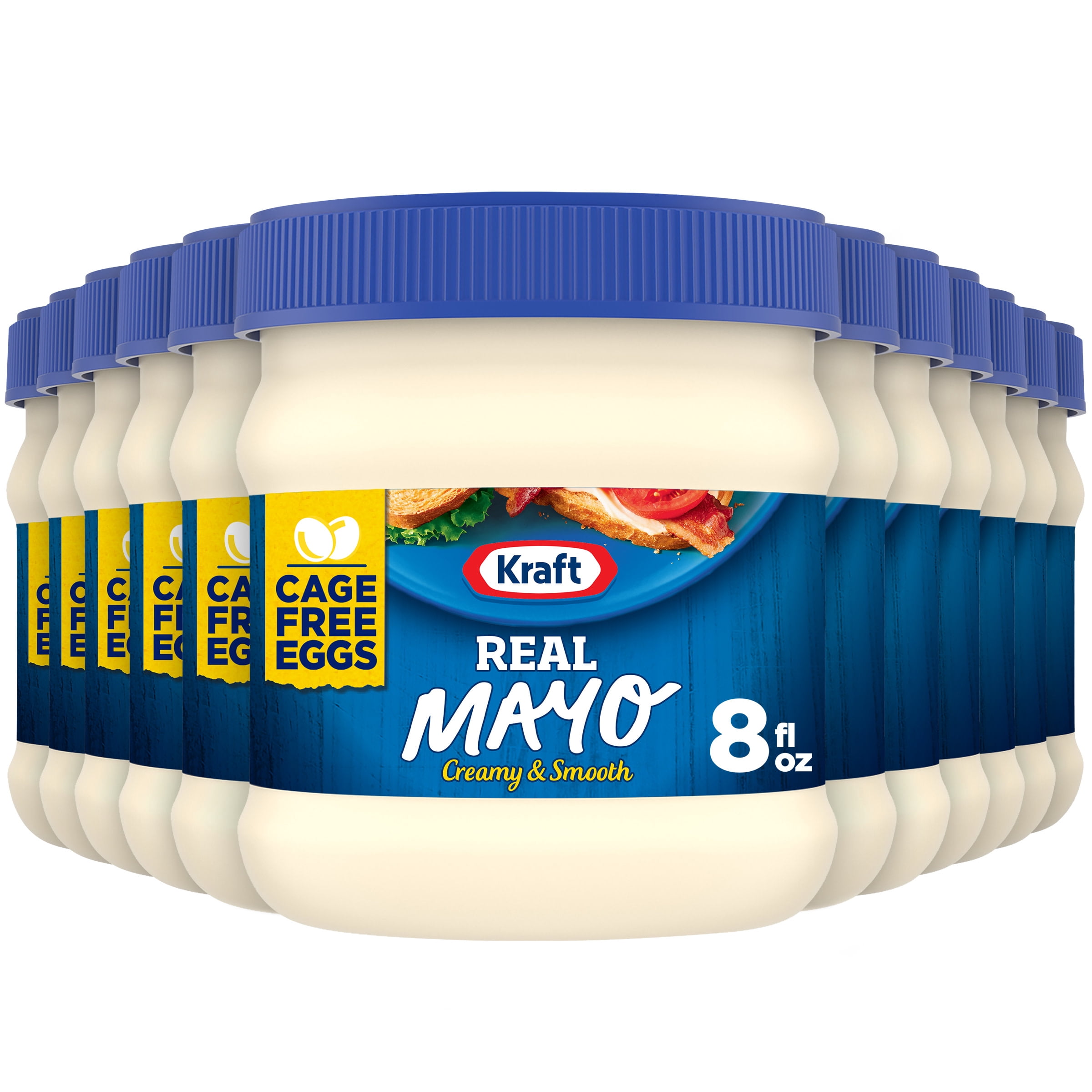 (12 pack) Kraft Real Mayo Creamy & Smooth Mayonnaise, 8 fl oz Jar