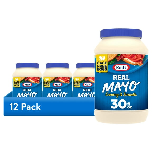 (12 pack) Kraft Real Mayo Creamy & Smooth Mayonnaise, for a Keto and Low Carb Lifestyle, 30 fl oz Jar
