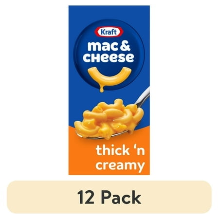 (12 pack) Kraft Mac and Cheese, 1 Box, for Easy Dinner or Dinner Sides, Thick 'n Creamy, No Artificial Flavors, Preservatives or Dyes, 7.25 oz