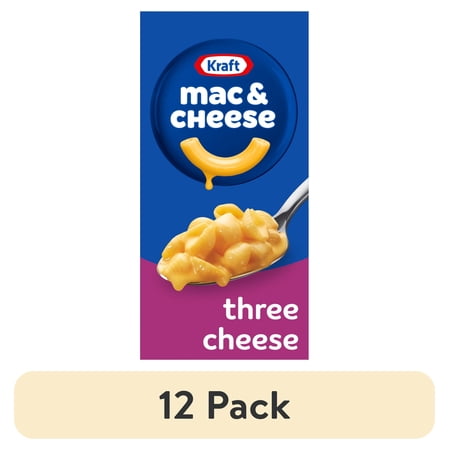 (12 pack) Kraft Mac and Cheese, 1 Box, for Easy Dinner or Dinner Sides, Three Cheese with Mini-Shell Pasta, No Artificial Flavors, Preservatives or Dyes, 7.25 oz
