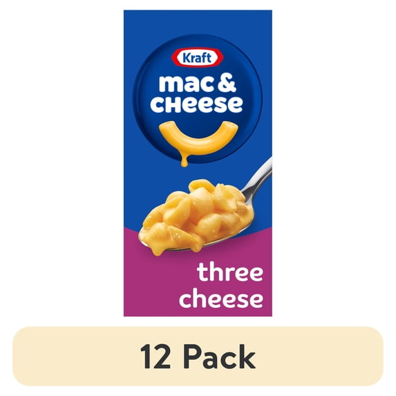 (12 pack) Kraft Mac and Cheese, 1 Box, for Easy Dinner or Dinner Sides, Three Cheese with Mini-Shell Pasta, No Artificial Flavors, Preservatives or Dyes, 7.25 oz