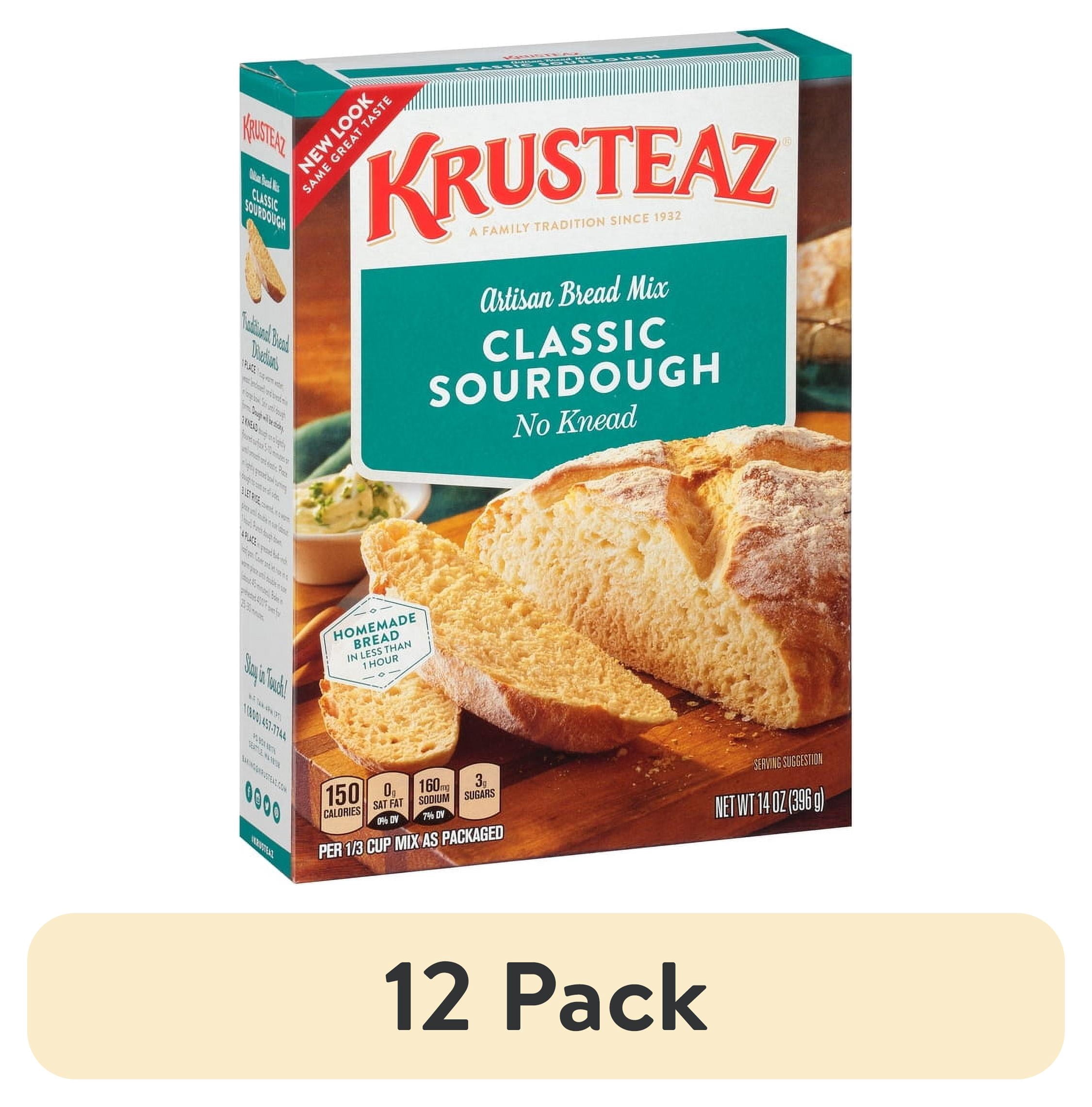 (12 pack) Krusteaz Sourdough No Knead Bread Mix, Includes Yeast Packet, 14 oz Box