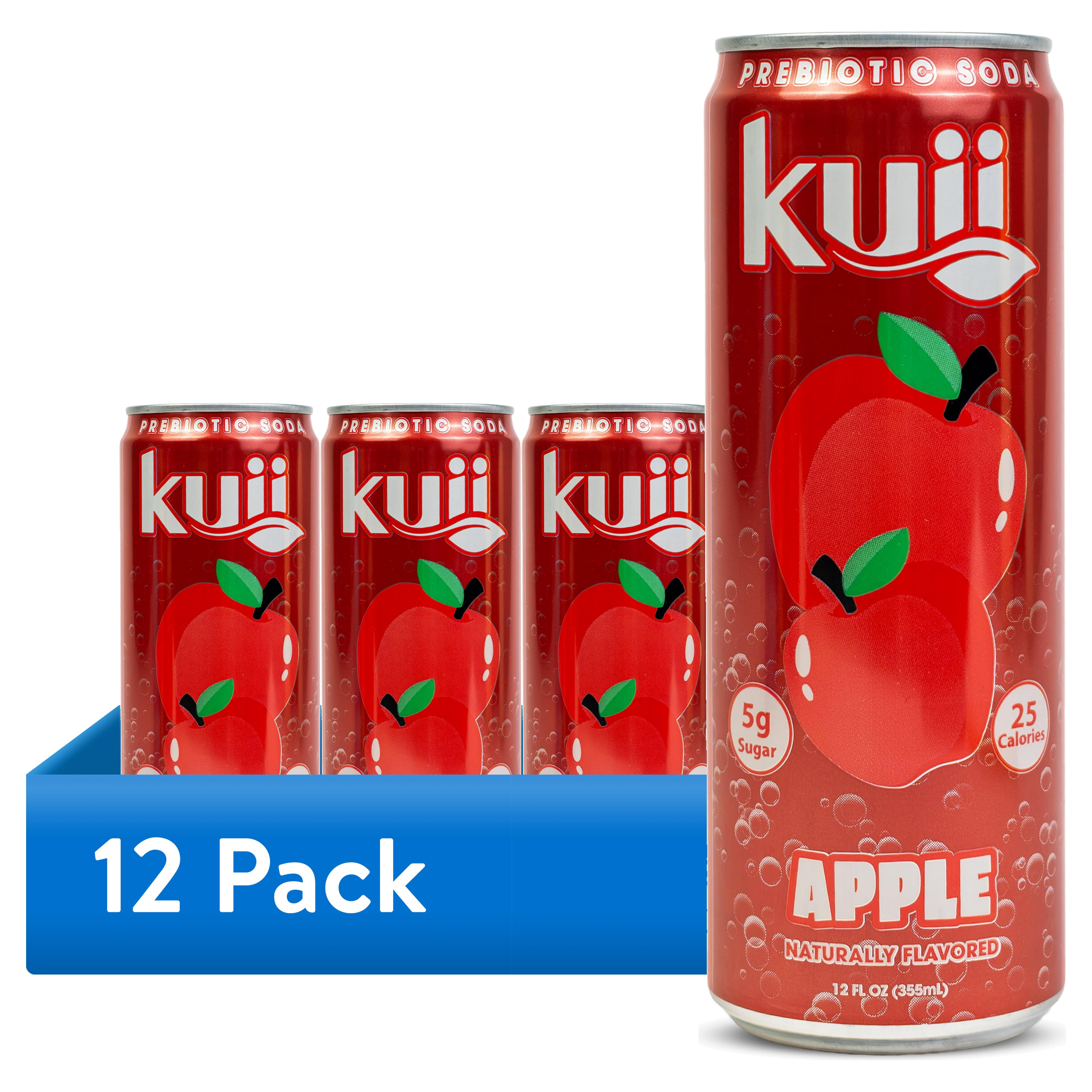 (12 pack) Kuii Prebiotic Soda, 12 fl oz, Single Aluminum Can, Apple