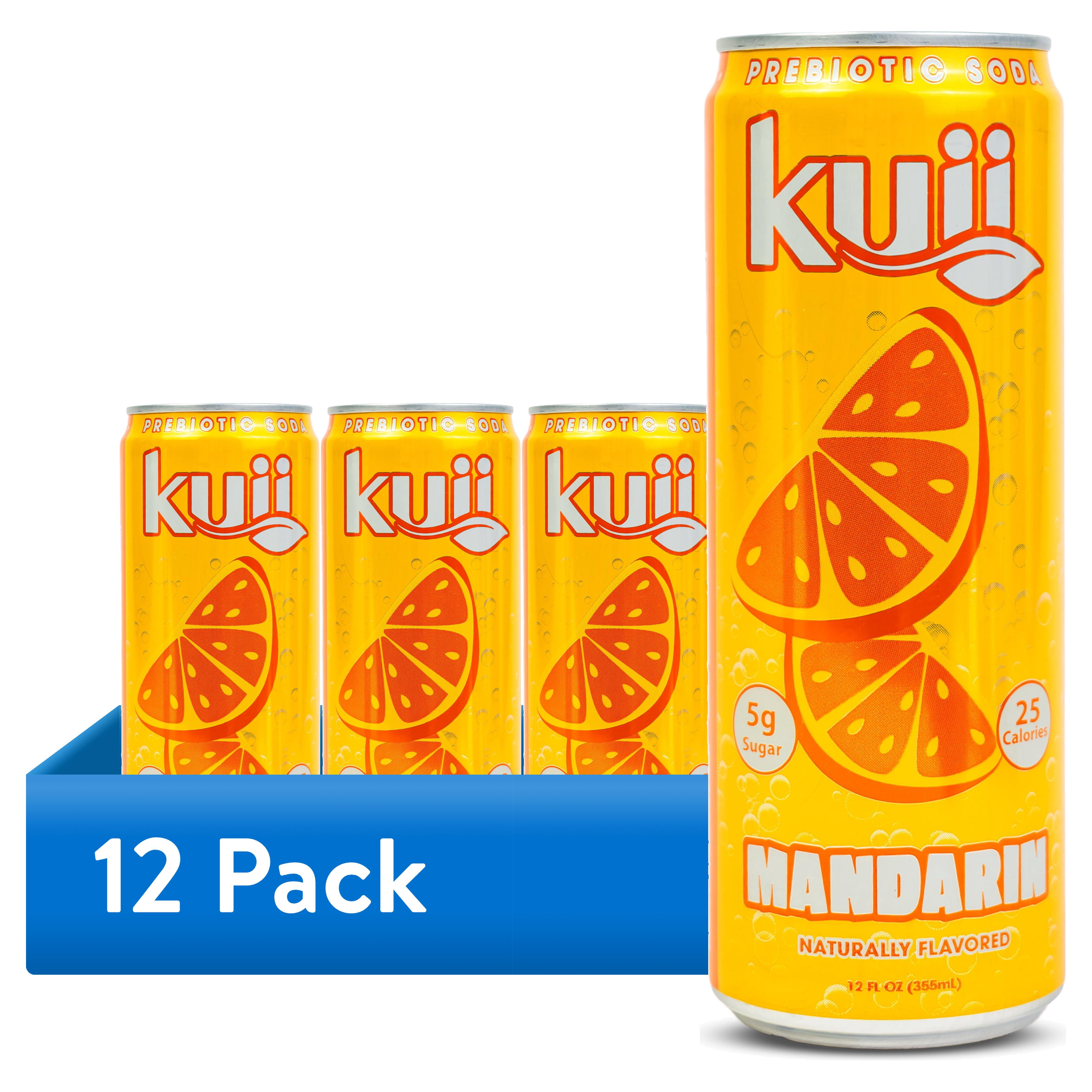 (12 pack) Kuii Prebiotic Soda, 12 fl oz, Single Aluminum Can, Mandarin
