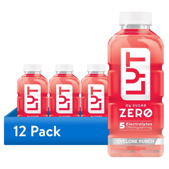 (12 pack) LYT Zero Electrolyte Drink Cyclone Punch, 22 fl oz Bottle