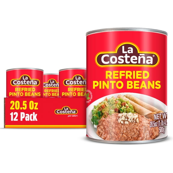 (12 pack) La Costeña Canned Refried Pinto Beans, 20.5 oz