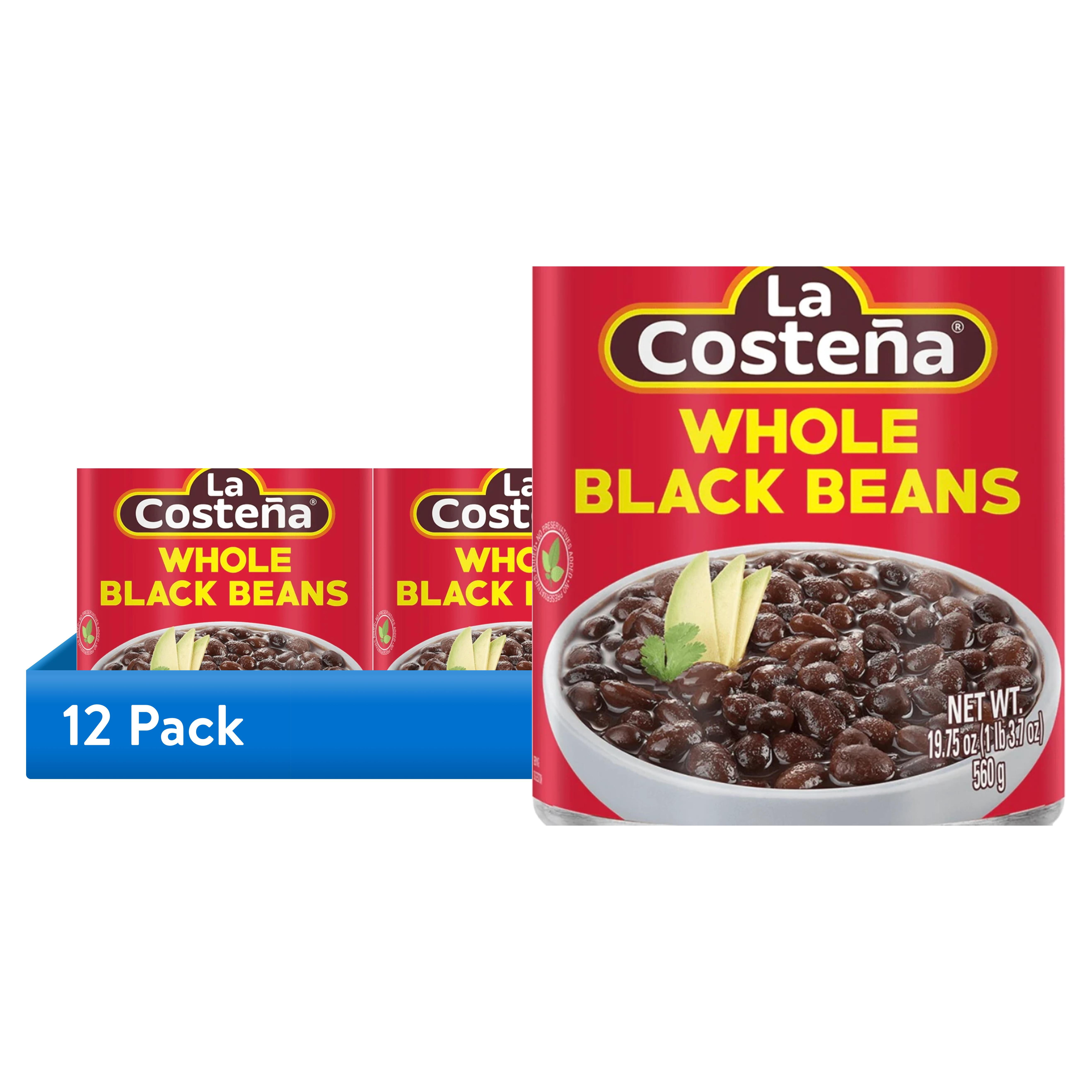 (12 pack) La Costeña Canned Black Beans, 19.75 oz