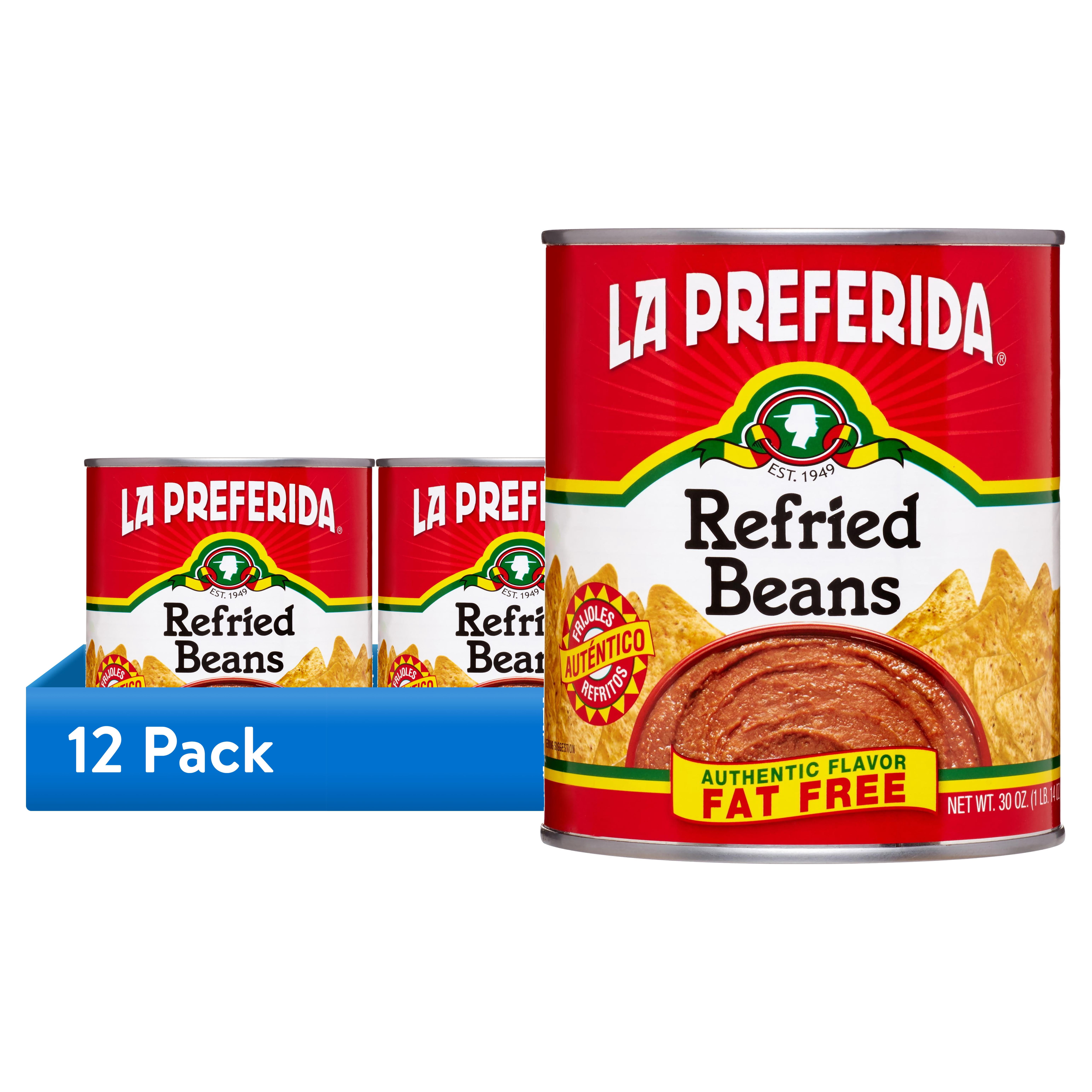 (12 pack) La Preferida Fat Free Refried Beans, 30 oz Can