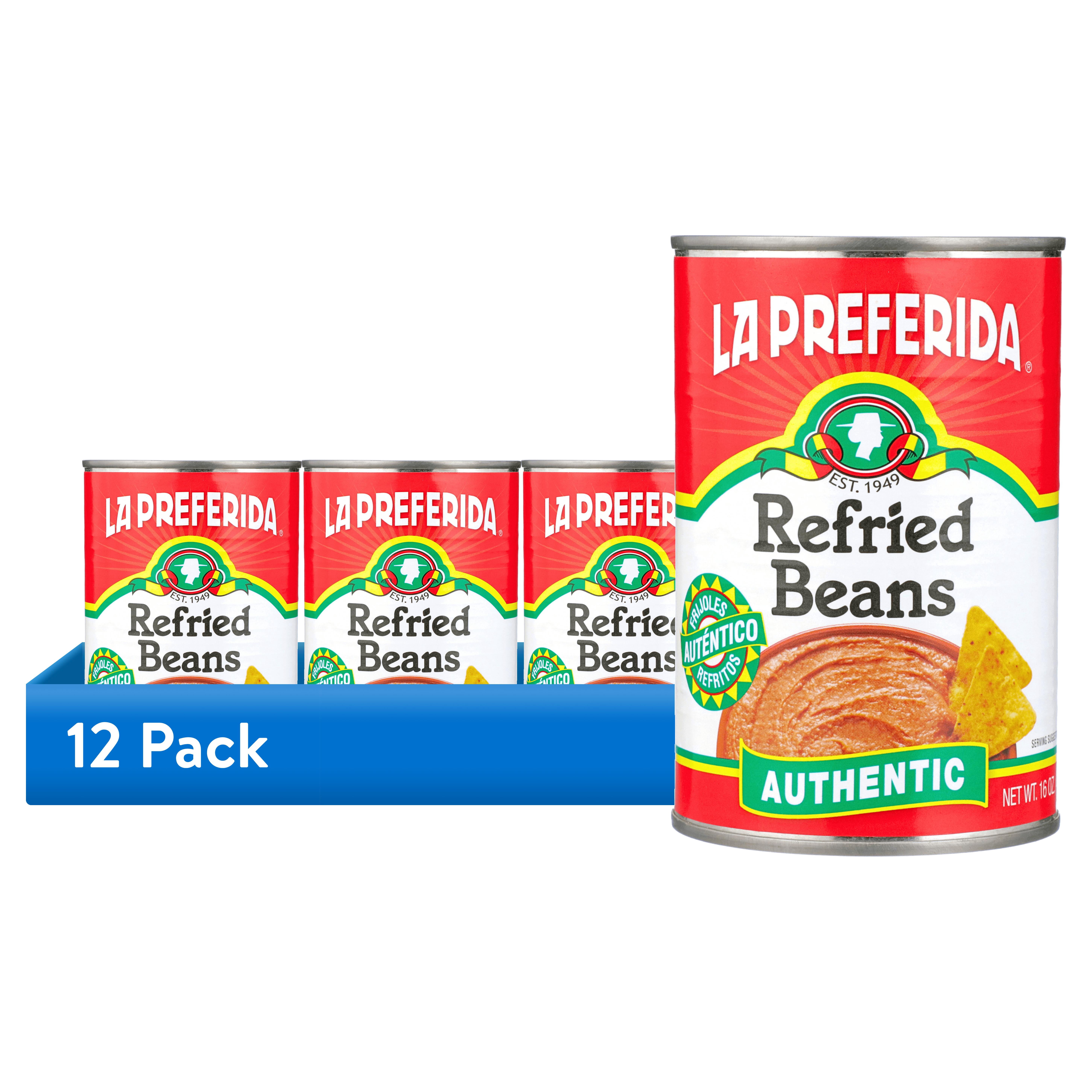 (12 pack) La Preferida Refried Beans, 16 oz, Can, Contains Soy and its Derivatives