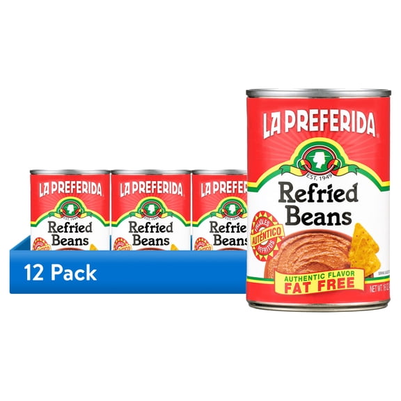 (12 pack) La Preferida Refried Beans, Fat Free, 16 oz, Allergen Free
