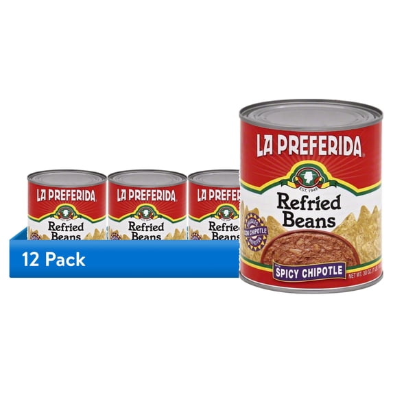 (12 pack) La Preferida Spicy Chipotle Refried Beans, 30 oz