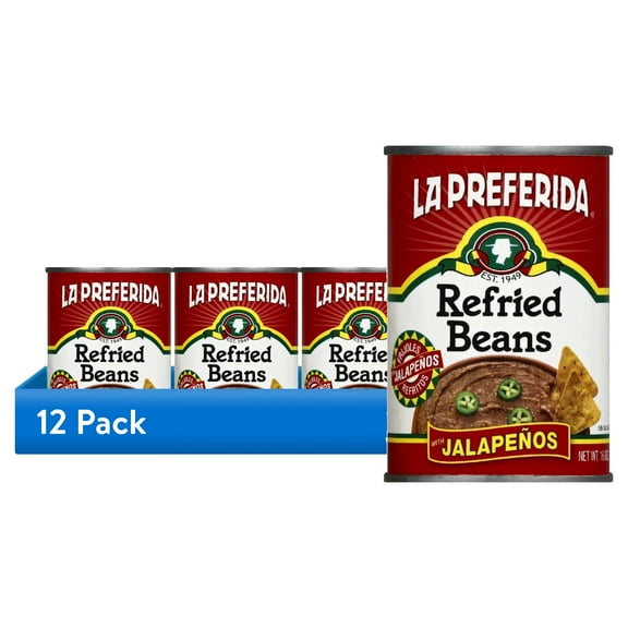 (12 pack) La Preferida Refried Beans with Jalapenos, 16 oz