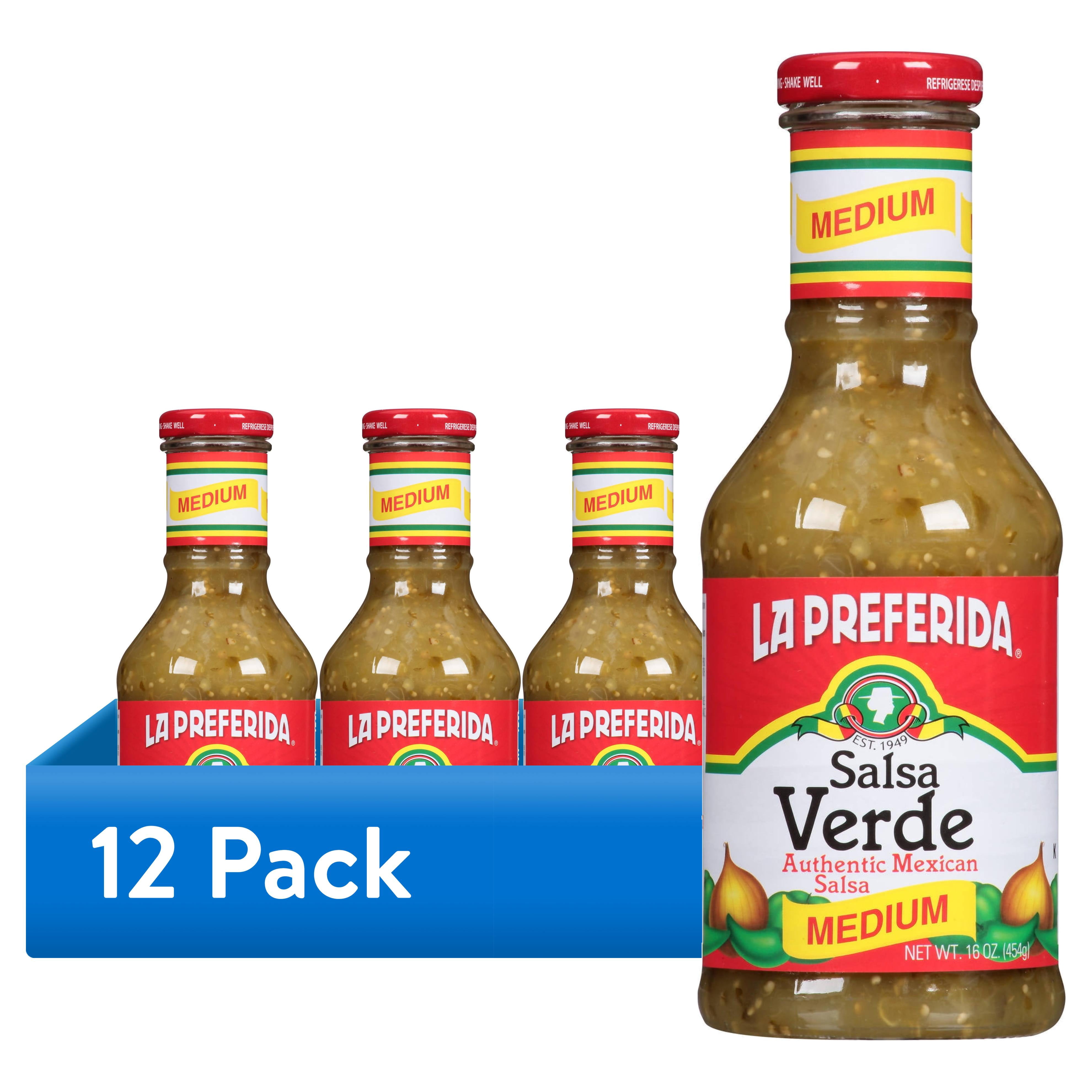 (12 pack) La Preferida Salsa Verde Medium Authentic Mexican Salsa, 16 oz