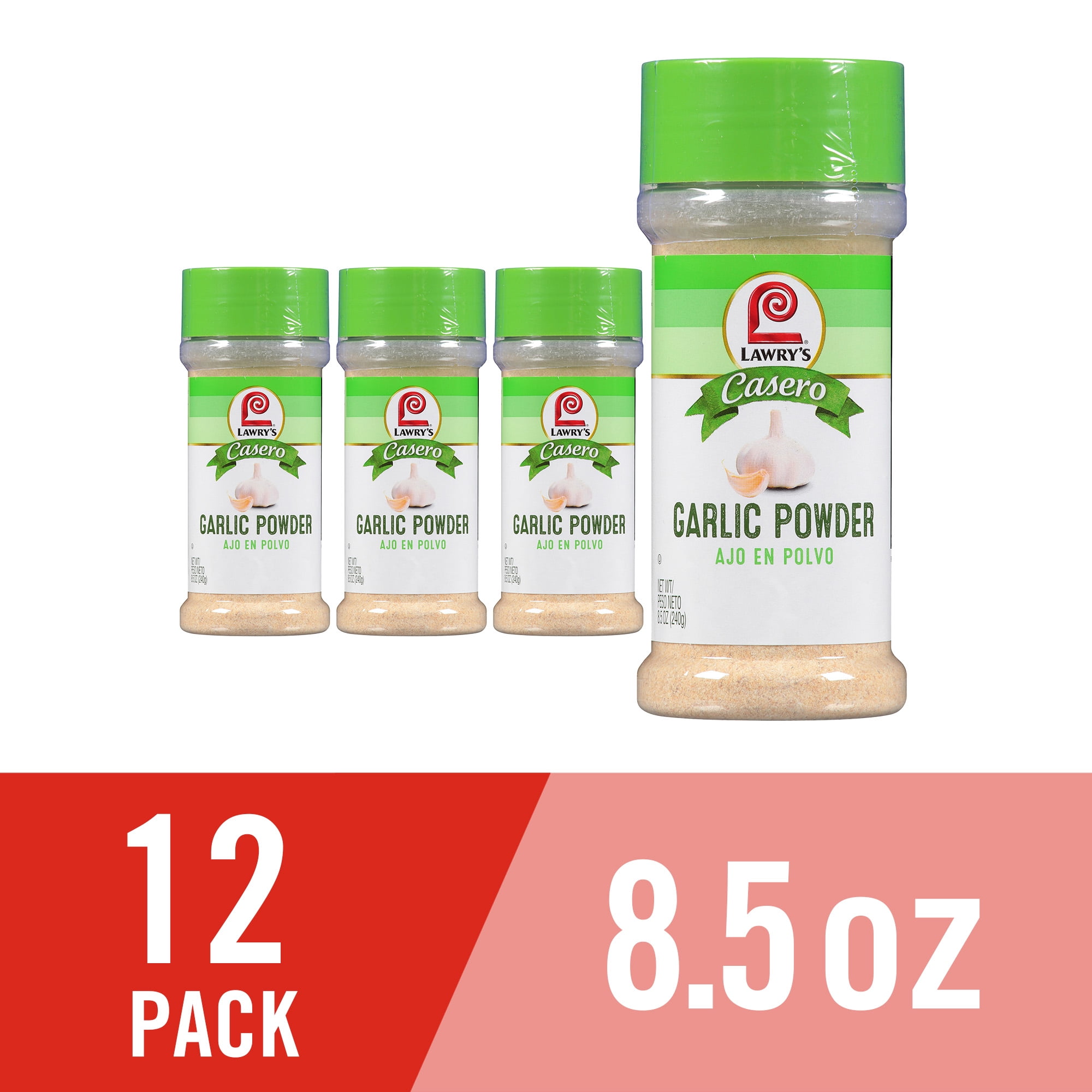 (12 pack) Lawry's Casero Kosher Garlic Powder, 8.5 oz Bottle