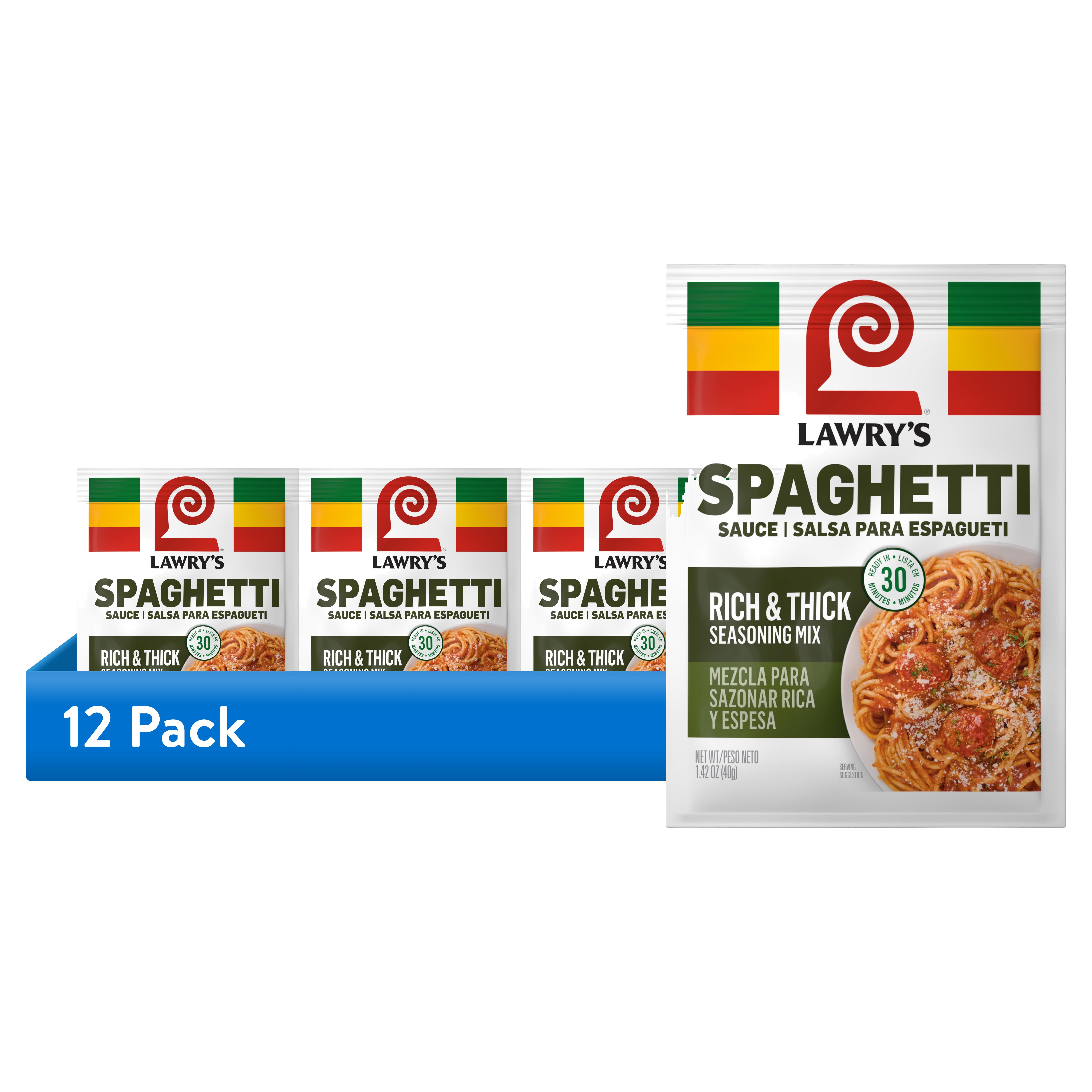(12 pack) Lawry's Extra Rich & Thick Spaghetti Mix, 1.42 oz Packet