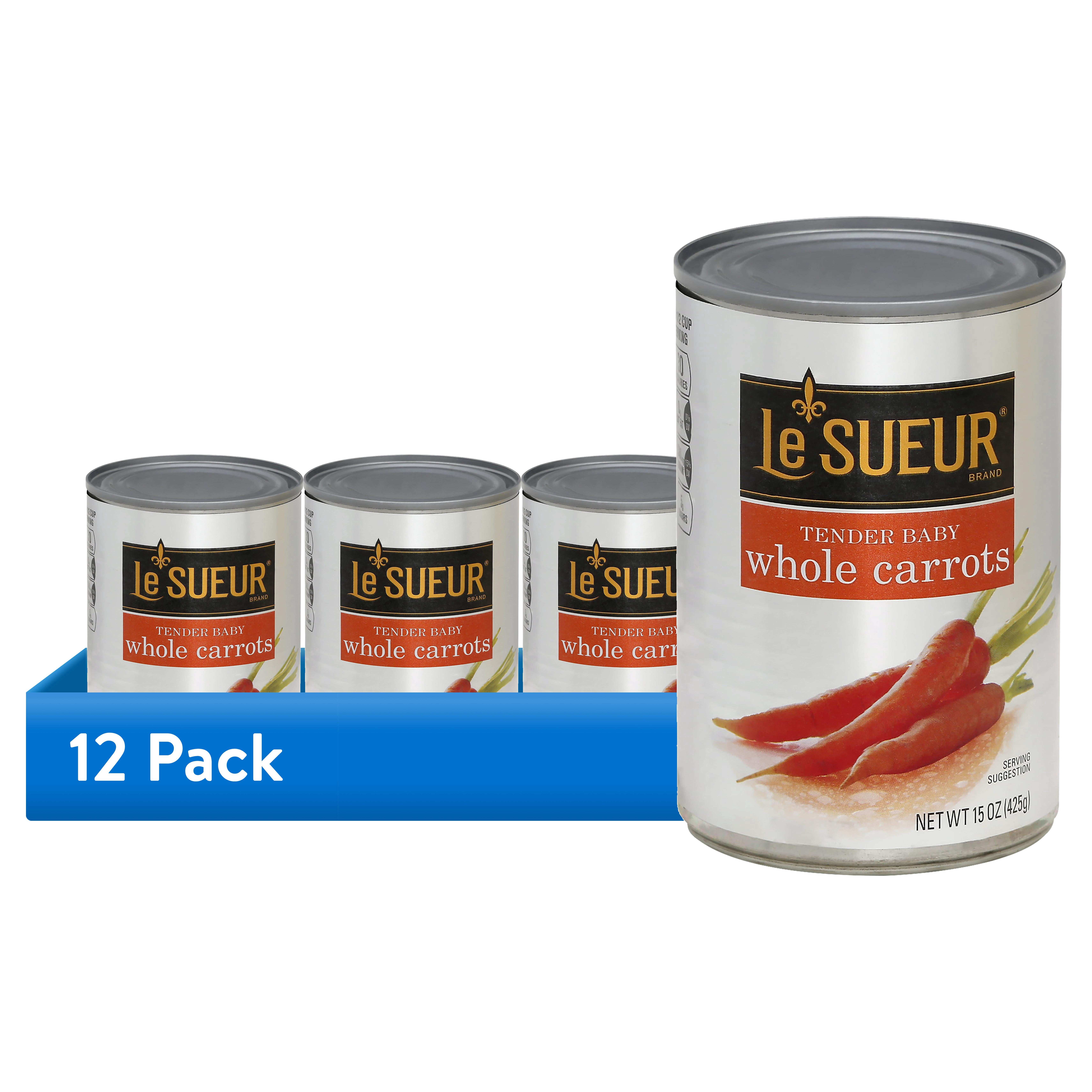 (12 pack) Le Sueur Whole Tender Baby Carrots, Shelf-Stable, 15 oz Can