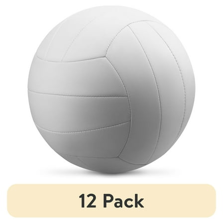 (12 pack) Lifeworks White All-Weather Volleyball, Non-Slip Grip, Balanced Weight, Weatherproof, Indoor/Outdoor for All Skill Levels