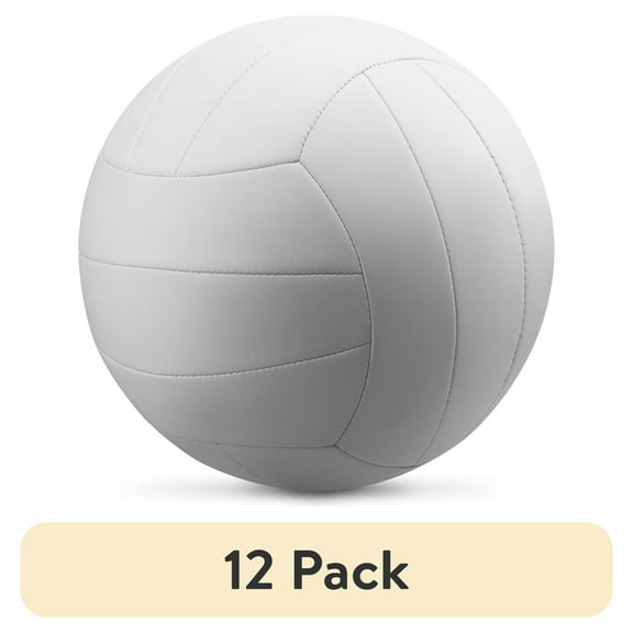(12 pack) Lifeworks White All-Weather Volleyball, Non-Slip Grip, Balanced Weight, Weatherproof, Indoor/Outdoor for All Skill Levels
