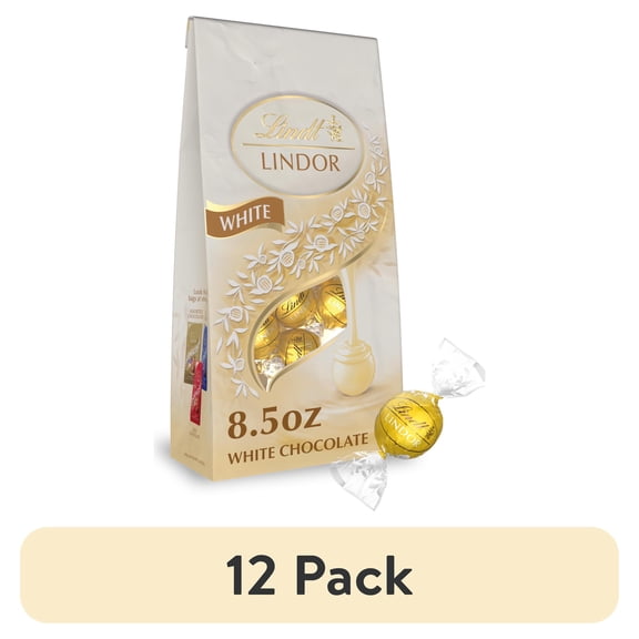 (12 pack) Lindt Lindor White Chocolate Candy Truffles, 8.5 oz. Bag