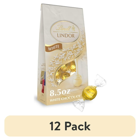 (12 pack) Lindt Lindor White Chocolate Candy Truffles, 8.5 oz. Bag