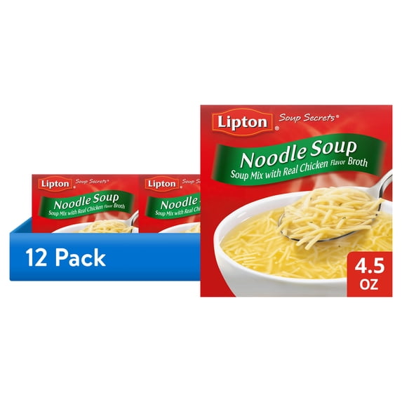(12 pack) Lipton Soup Secrets Instant Noodle Soup Mix Chicken Flavor Broth, 2 Count Box Regular