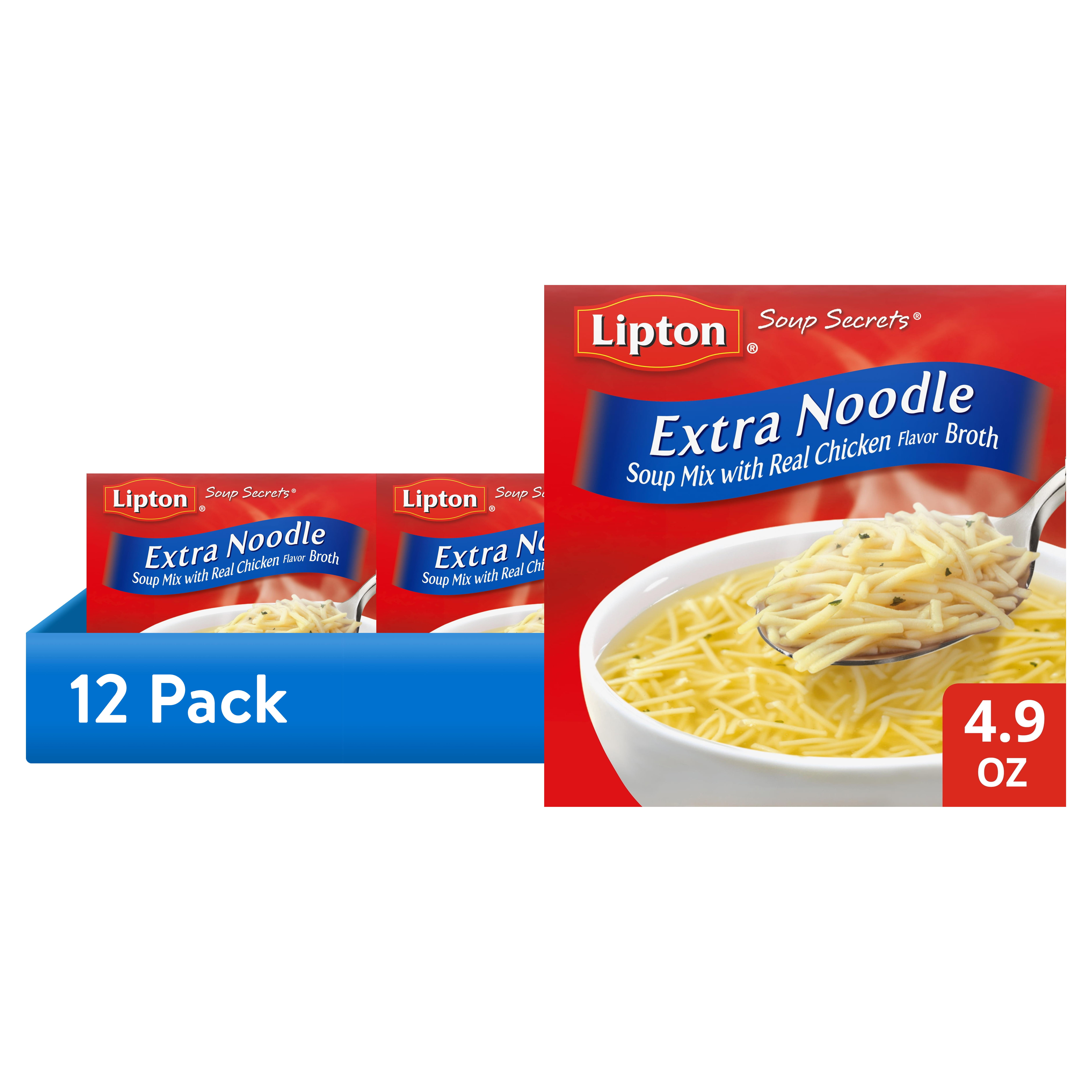 12 pack) Lipton Soup Secrets Extra Noodle Soup Mix with Real