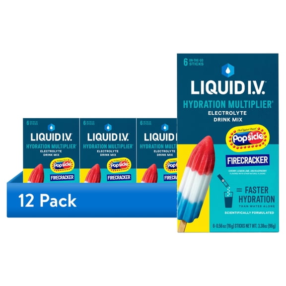 (12 pack) Liquid I.V. Popsicle Firecracker Hydration Multiplier Powdered Electrolyte Drink Mix, 6 Count Packets