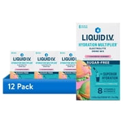 (12 pack) Liquid I.V.® Rainbow Sherbet Hydration Multiplier® Sugar-Free Powdered Electrolyte Drink Mix, 6 Count Packets