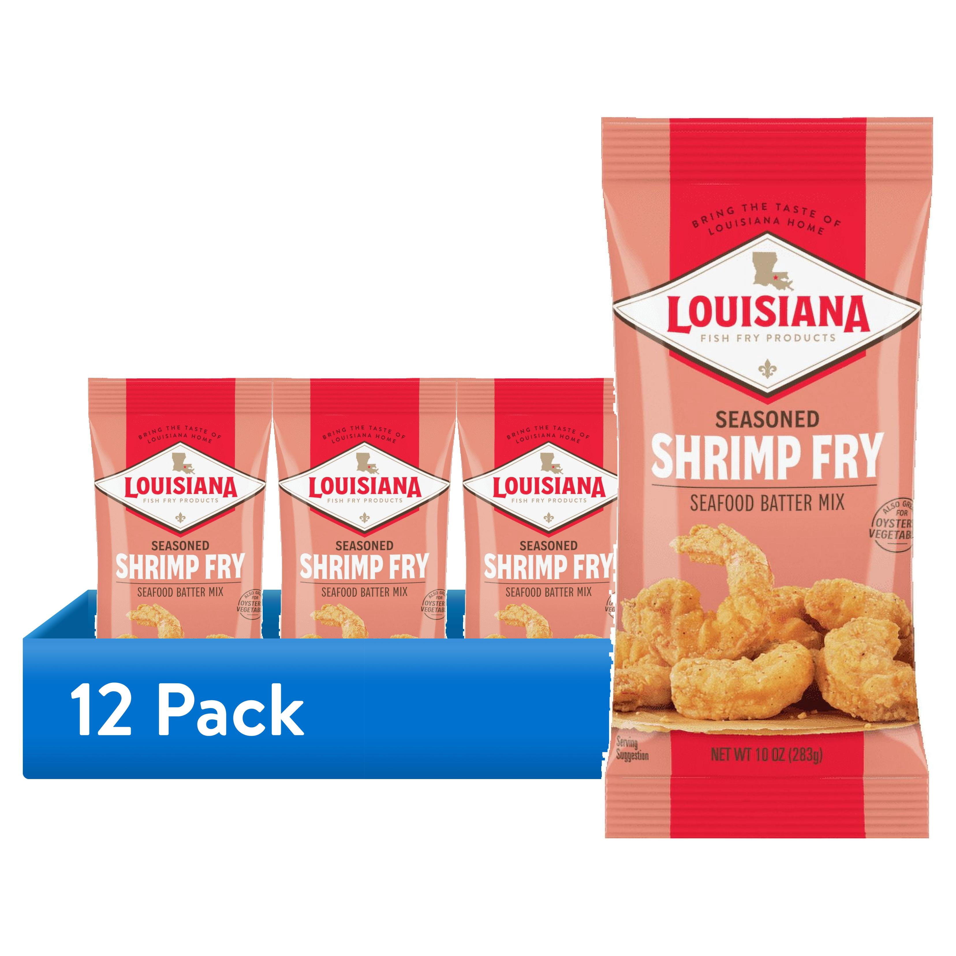 (12 pack) Louisiana Fish Fry Products Crispy Seasoned Shrimp Fry Batter Powder Mix, 10 oz Bag