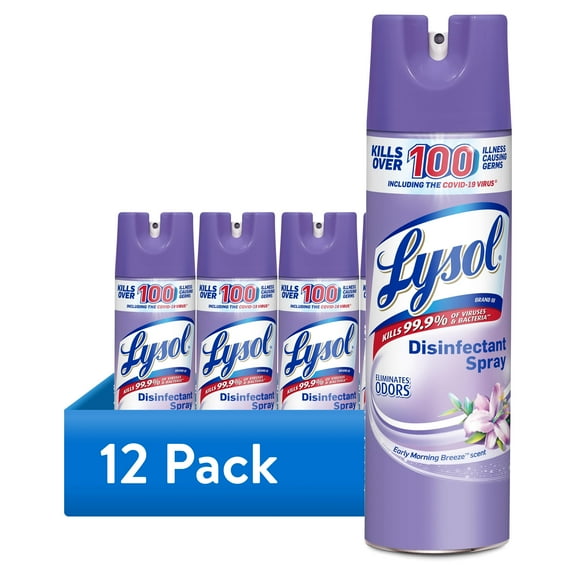 (12 pack) Lysol Disinfectant Spray for Sanitizing Antibacterial Disinfecting, Early Morning Breeze, 19 fl oz