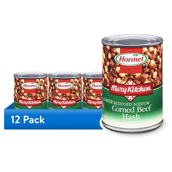 (12 pack) MARY KITCHEN Corned Beef Hash, Reduced Sodium, Shelf-Stable, 14 oz Steel Can