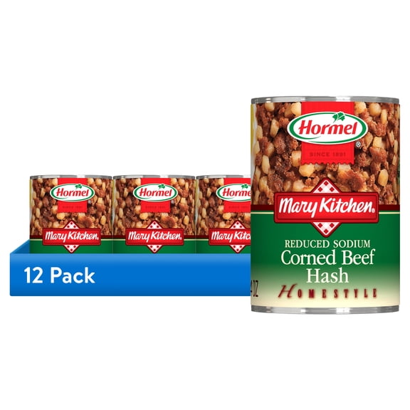 (12 pack) MARY KITCHEN Corned Beef Hash, Reduced Sodium, Shelf-Stable, 14 oz Steel Can