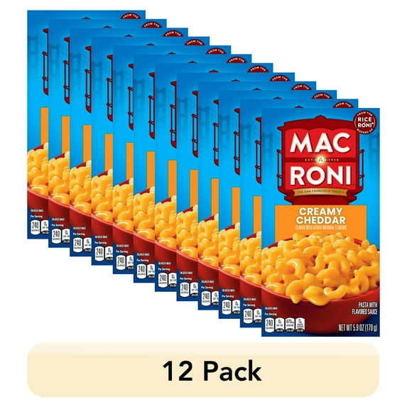 (12 pack) Mac a Roni Pasta Mix Creamy Cheddar, 5.9 oz Box Single Pack