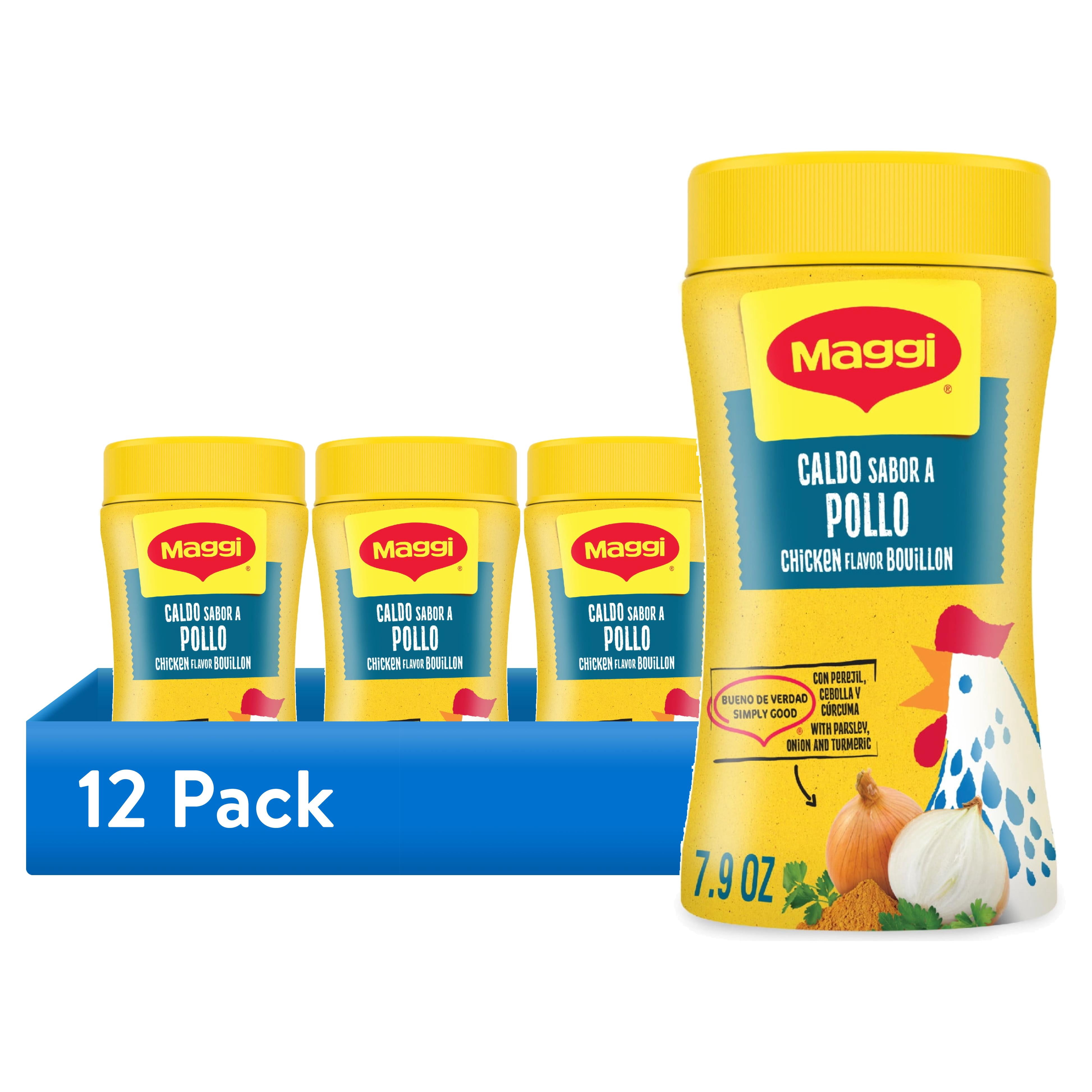 (12 pack) Maggi Caldo Sabor A Pollo Chicken Flavored Bouillon Powder, Granulated Chicken Soup Seasoning 7.9 oz