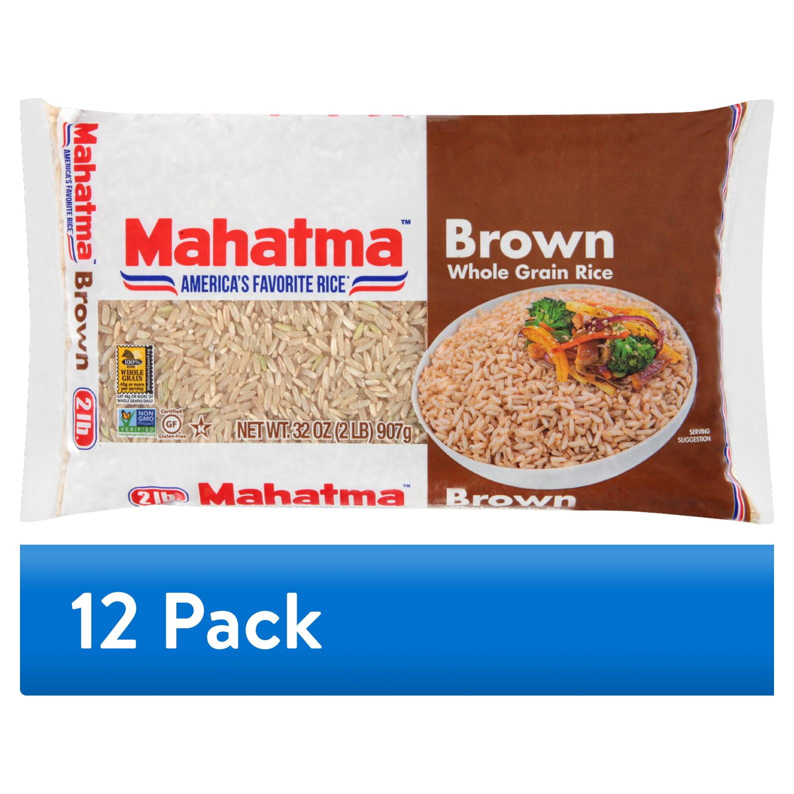 (12 pack) Mahatma Whole Grain Brown Rice, Gluten Free, 32 oz Bag ...