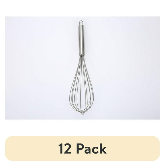 (12 pack) Mainstays 12-inch Stainless Steel Whisk with Loop for Hanging, Silver