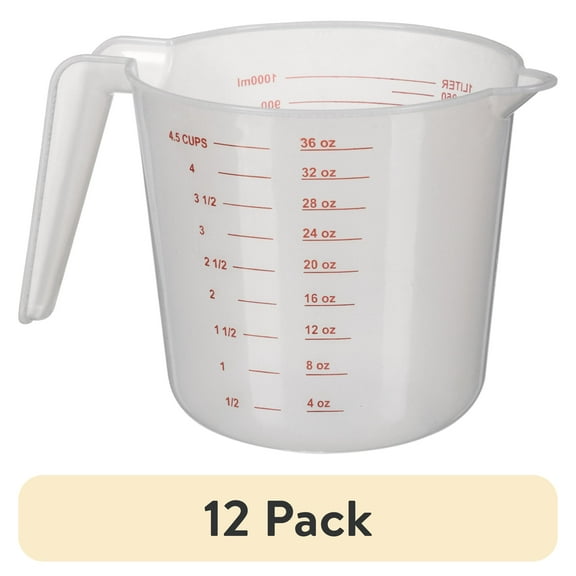 (12 pack) Mainstays 4 Cup PP Plastic Measuring Cup, 32 oz, Clear