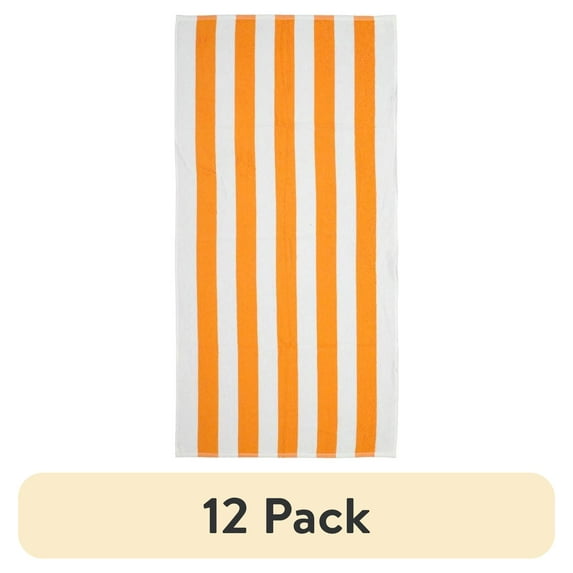 (12 pack) Mainstays Cabana Beach Towel, Size 28" x 58", Orange