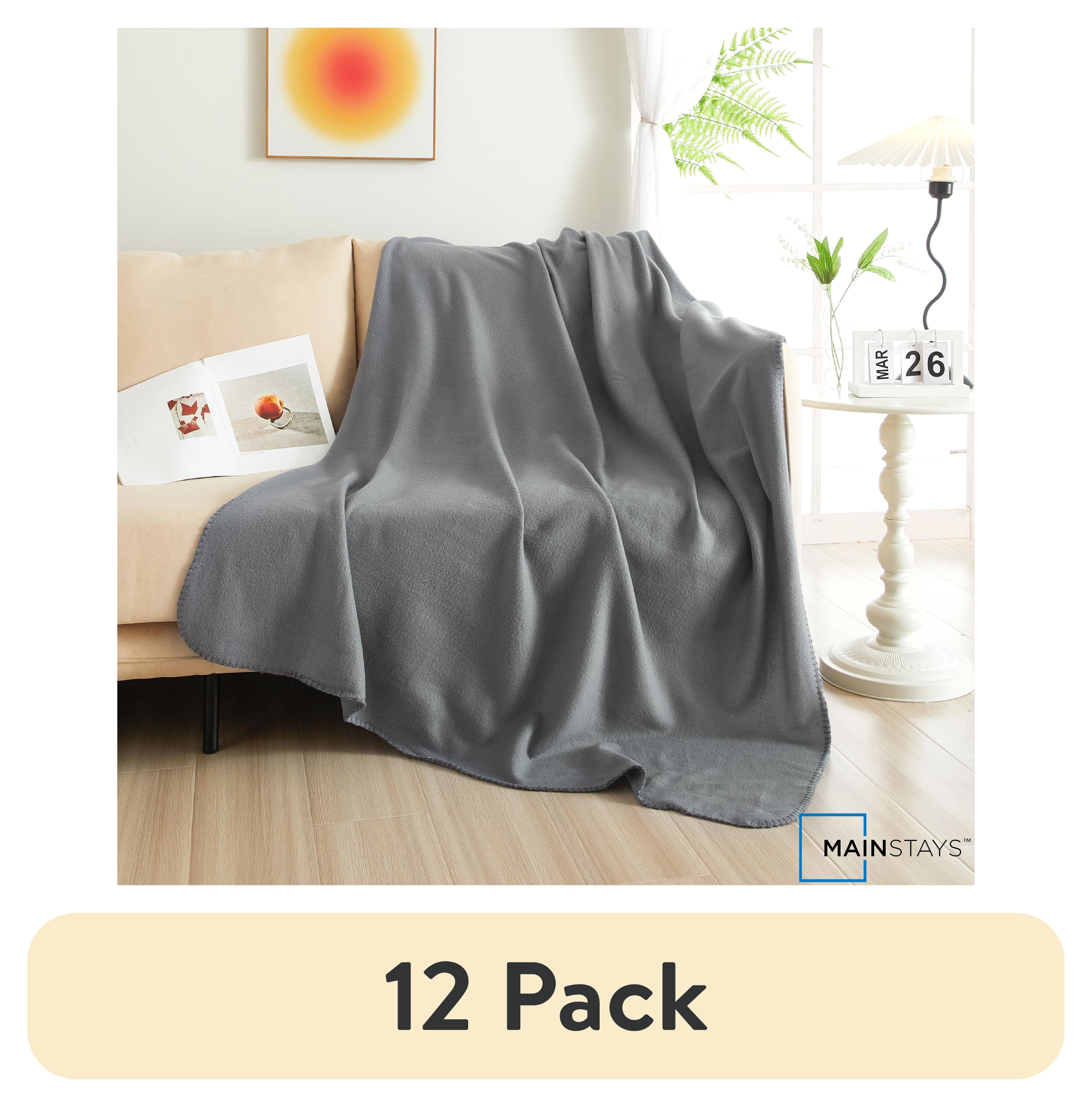 (12 pack) Mainstays Cozy Fleece Throw Blanket, Gray Flannel 50" x 60", All Ages
