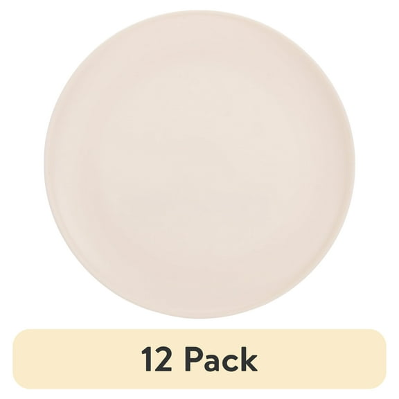 (12 pack) Mainstays - Cream Round Plastic Plate, 10.5 inch