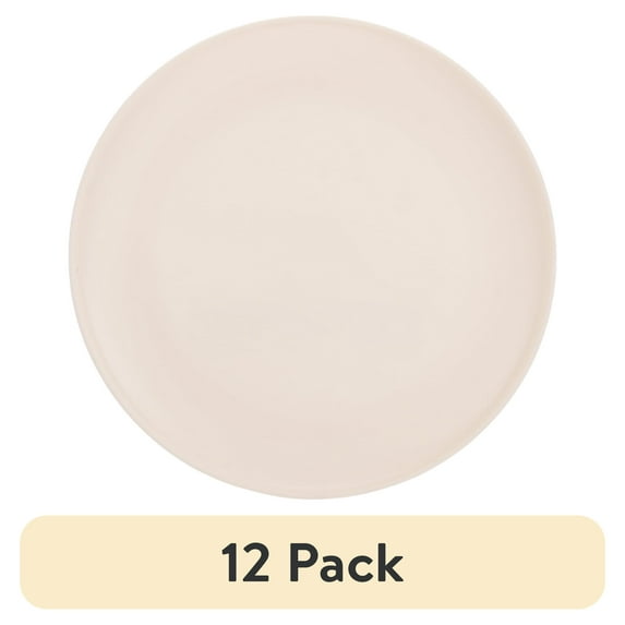 (12 pack) Mainstays - Cream Round Plastic Plate, 10.5 inch