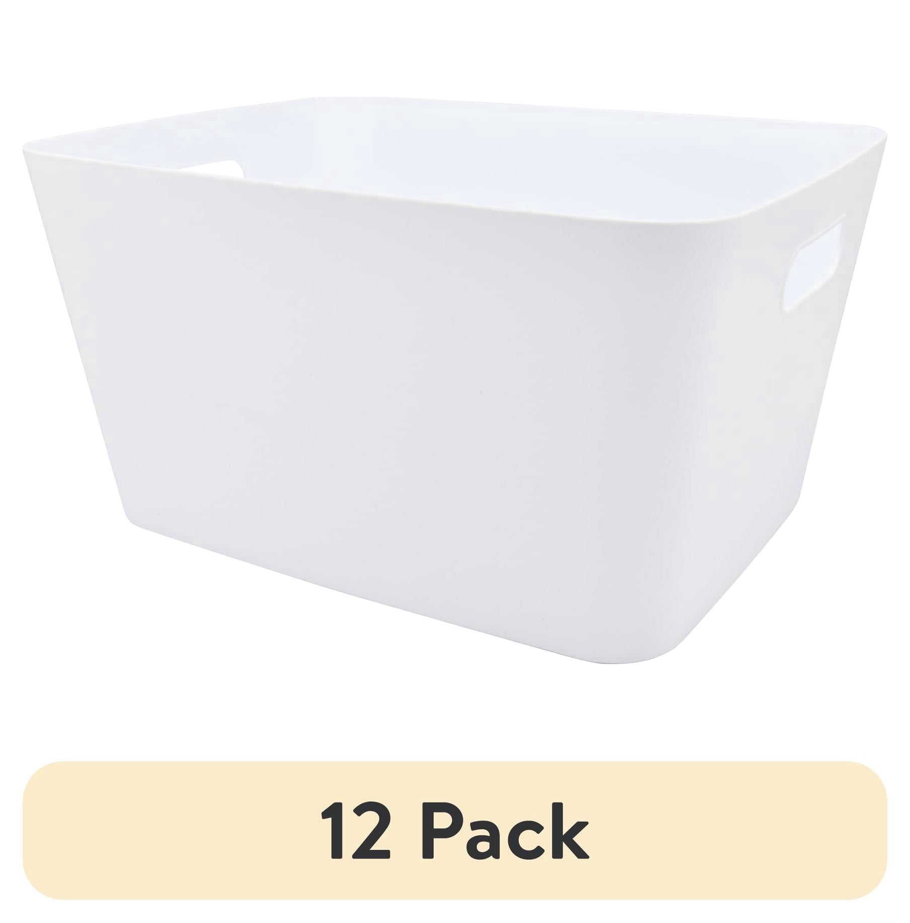 (12 pack) Mainstays Large Plastic Storage Bin, Arctic White