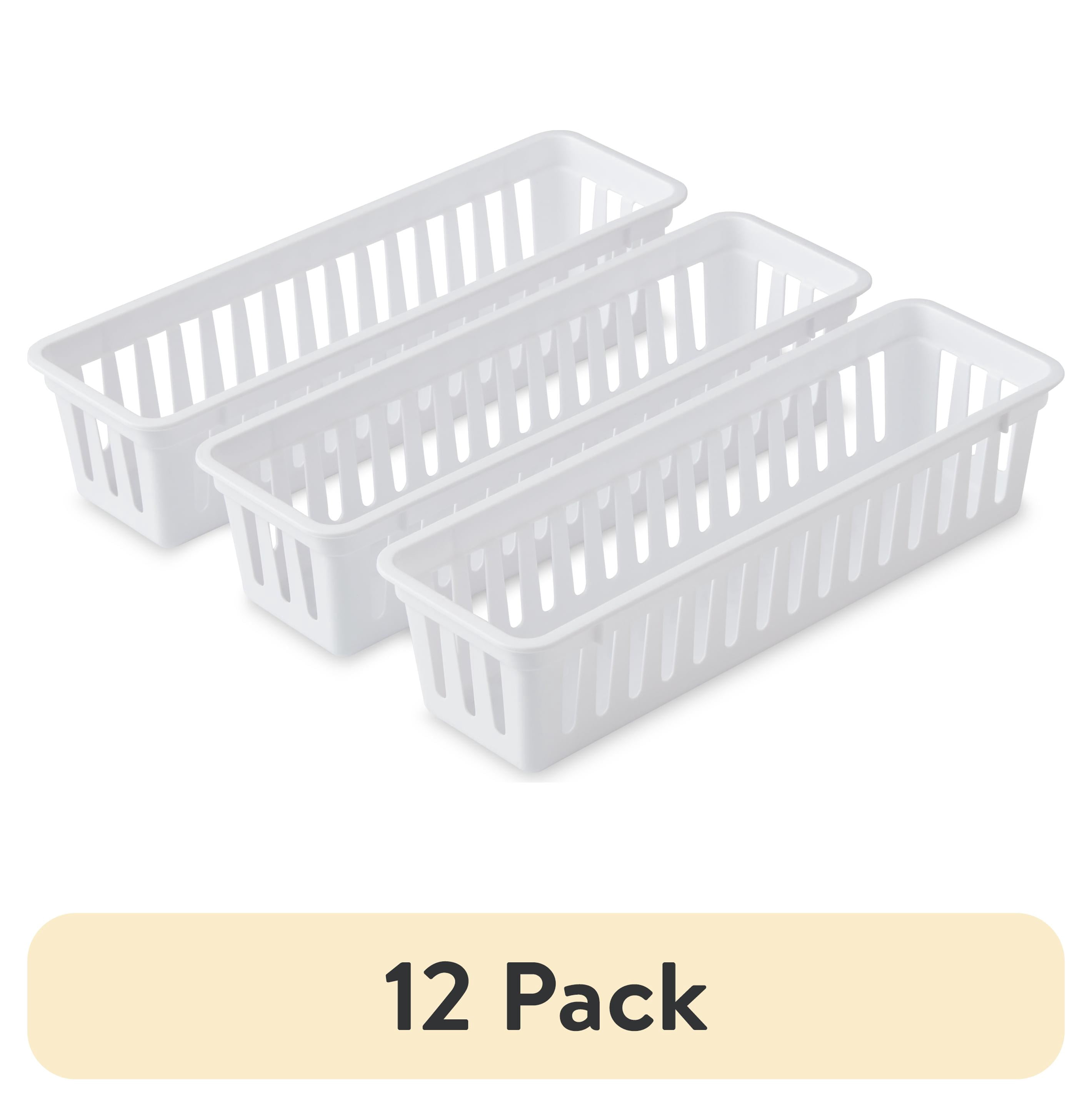(12 pack) Mainstays 3-Pack Plastic Narrow Drawer Organizer Storage Baskets, Kitchen Drawer, Desk Drawer and Bathroom Drawer Organizer Bins, 10.3" x 3.1" x 2.4"