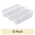thumbnail image 1 of (12 pack) Mainstays 3-Pack Plastic Narrow Drawer Organizer Storage Baskets, Kitchen Drawer, Desk Drawer and Bathroom Drawer Organizer Bins, 10.3" x 3.1" x 2.4", 1 of 12