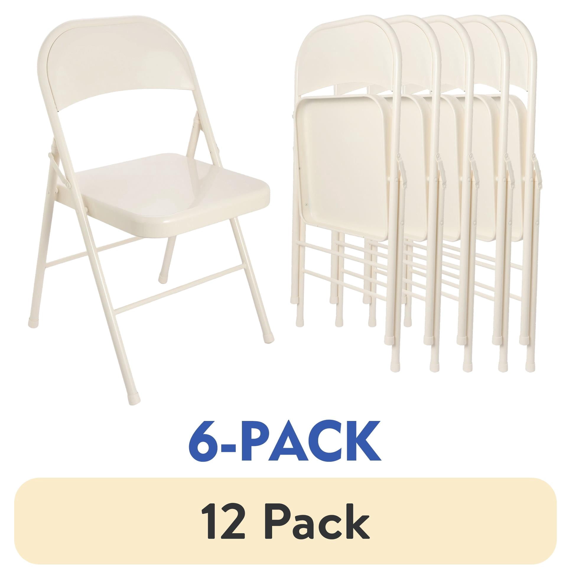(72 pack) Mainstays Metal Folding Chair, Cream (Set of 6)